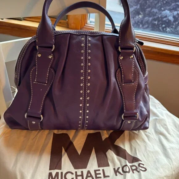 Michael Kors Studded Tote in Rich Plum 💜 Travel-Ready - Picture 5 of 9